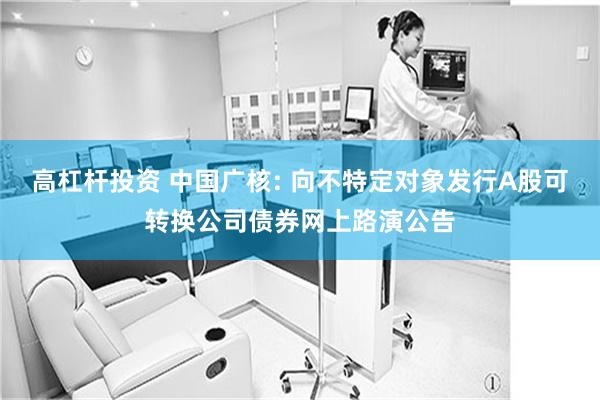 高杠杆投资 中国广核: 向不特定对象发行A股可转换公司债券网上路演公告