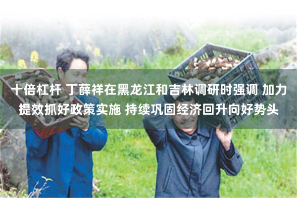 十倍杠杆 丁薛祥在黑龙江和吉林调研时强调 加力提效抓好政策实施 持续巩固经济回升向好势头