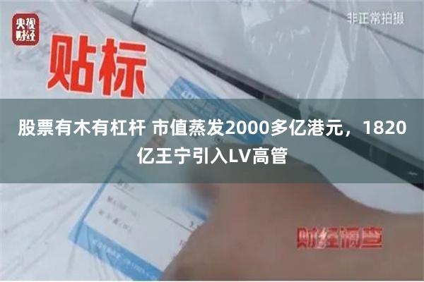 股票有木有杠杆 市值蒸发2000多亿港元，1820亿王宁引入LV高管